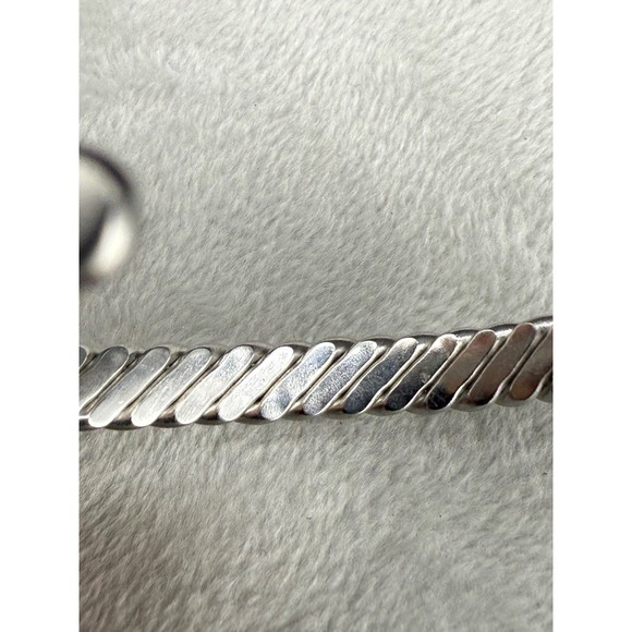 Vintage Flatten Chain Silver Tone Cuff Bracelet 5.5" - Picture 2 of 7